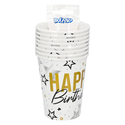 Set mit 8 Papierbechern „Happy Birthday“ (25 cl)