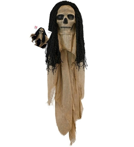 Totenkopf-Maske mit Umhang und Haaren