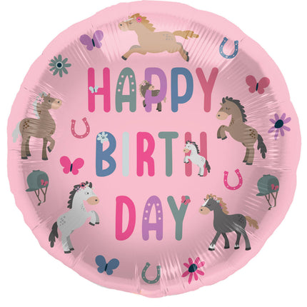 Happy Birthday Helium Ballon Pferde Leer 45cm