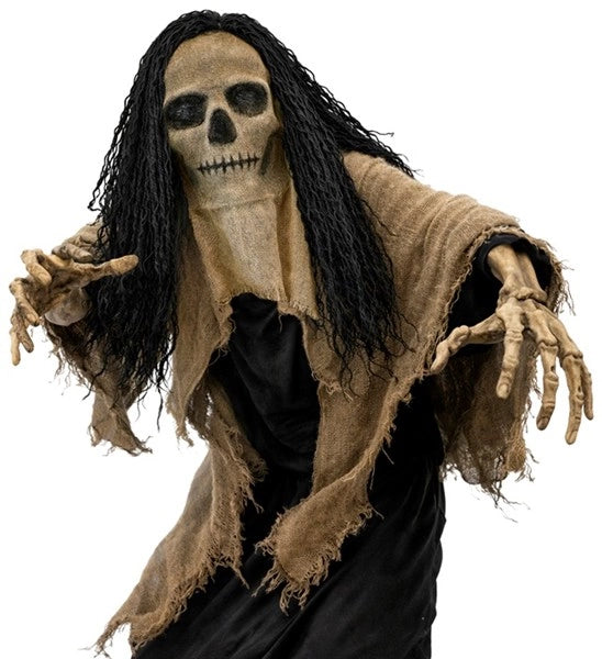 Totenkopf-Maske mit Umhang und Haaren