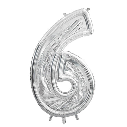 6 Jaar Ballon Frame Zilver 1,26m - Partywinkel - 5904555037465