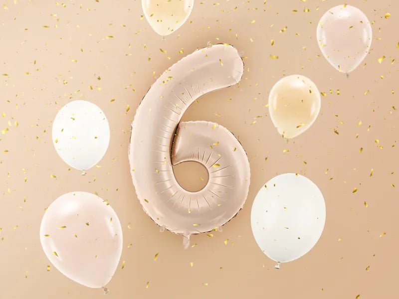 6 Jaar Cijfer Ballon Beige Glans Leeg 72cm van Partydeco koop je bij Partywinkel