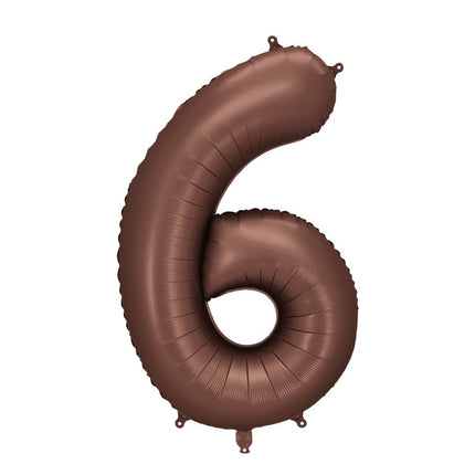6 Jaar Cijfer Ballon Bruin Leeg 86cm van Partydeco koop je bij Partywinkel