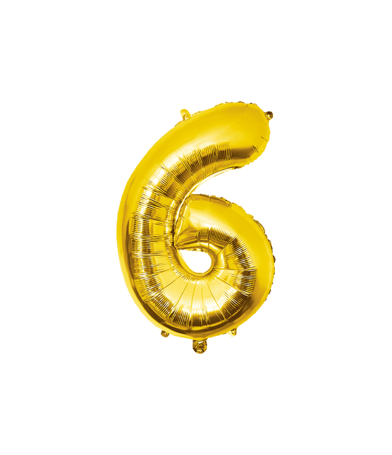 6 Jaar Cijfer Ballon Goud Leeg 86cm - Partywinkel - 8716764237003