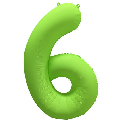 6 Jaar Cijfer Ballon Neon Groen Leeg 86cm van Riethmueller koop je bij Partywinkel