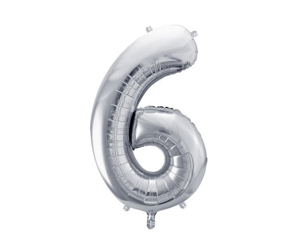 6 Jahre Figur Ballon Silber Leer 72cm