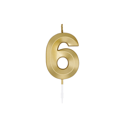 6 Jaar Kaars Goud Metallic 6cm van WeFiesta koop je bij Partywinkel