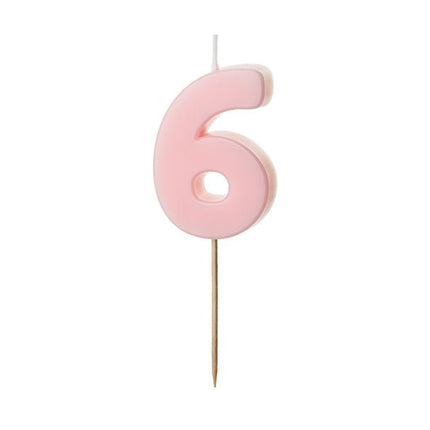 6 Jaar Kaars Lichtroze 5,5cm - Partywinkel - 5904555038936
