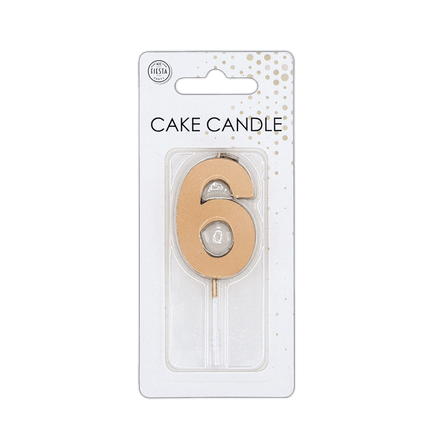 6 Jaar Kaars Rose Goud Metallic 4,5cm van WeFiesta koop je bij Partywinkel