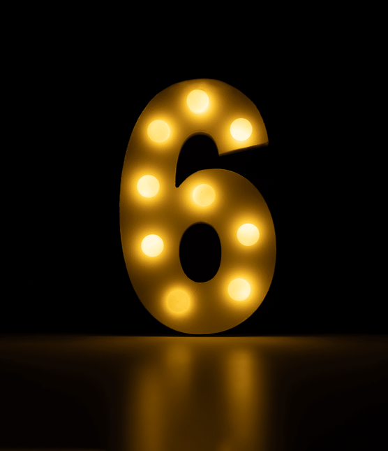 6 Licht Cijfer 16,5cm van Paper Dreams koop je bij Partywinkel