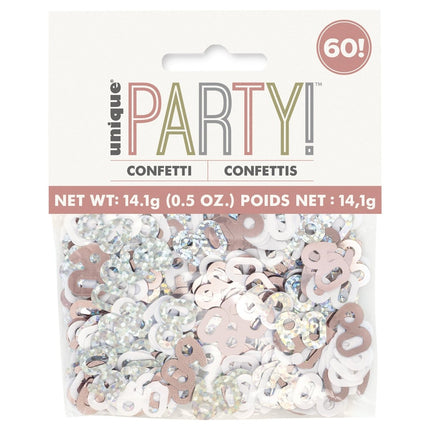 60 Jaar Confetti Zak Rose Goud 14gr van Unique koop je bij Partywinkel