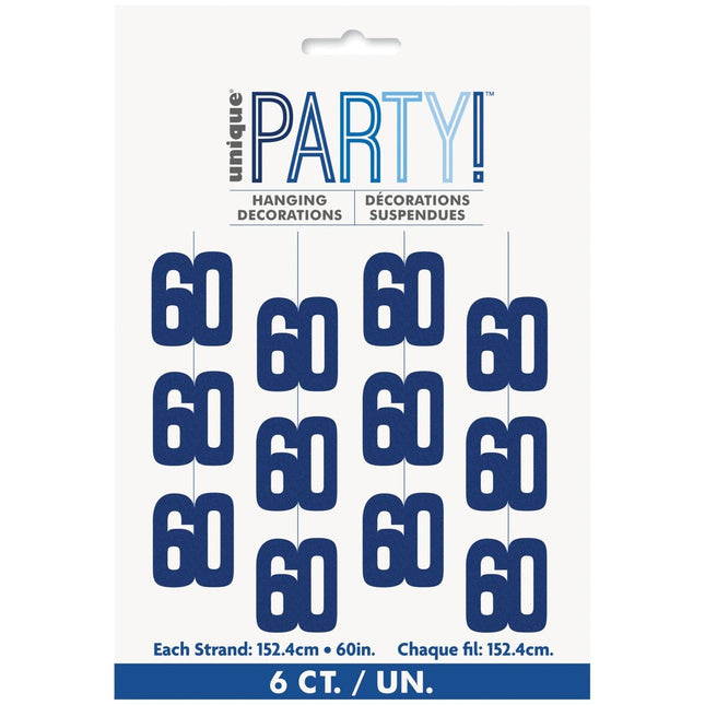 60 Jaar Hangdecoratie Blauw 1,52m van Unique koop je bij Partywinkel