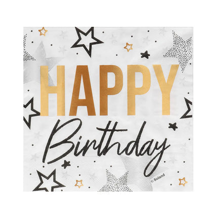 Set mit 20 Papierservietten „Happy Birthday“ (33 x 33 cm)