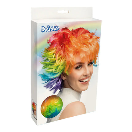 Regenboog Pruik Kort Punk