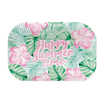 Grün-rosa Servierplatte „Happy Summer Time“, 2er-Set