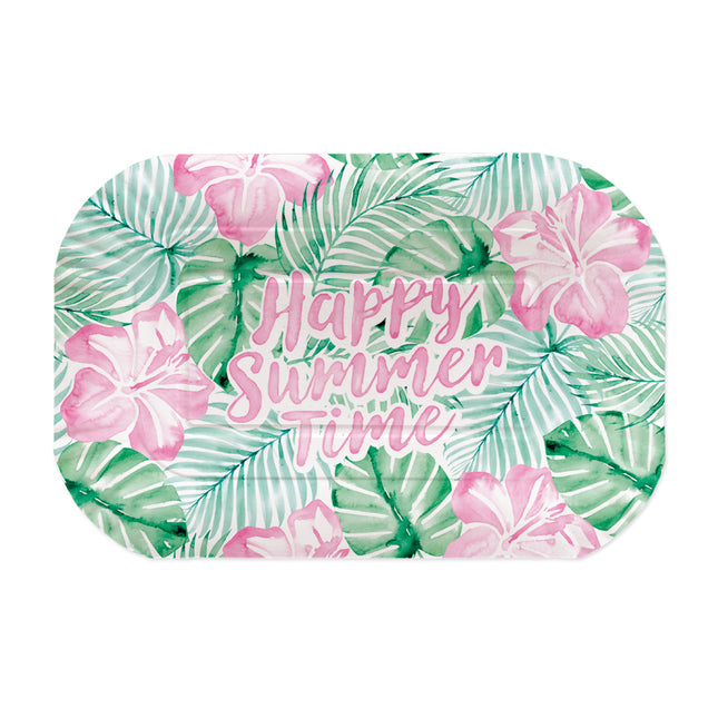 Grün-rosa Servierplatte „Happy Summer Time“, 2er-Set