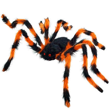 SPINNE MIT BIEGBAREN, BEHAARTEN BEINEN, SCHWARZ/ORANGE, 80 CM