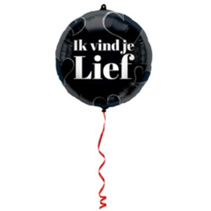 Folieballon 'Ik Vind Je Lief' Zwart - 45cm