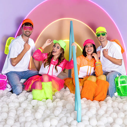 Ein Paar Beinwärmer „Rave“ in Neonorange, UV