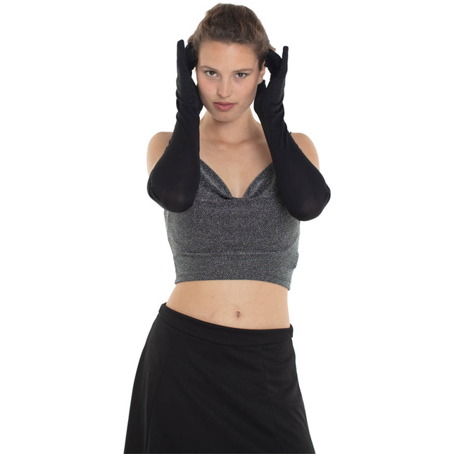 Lange schwarze Handschuhe Damen