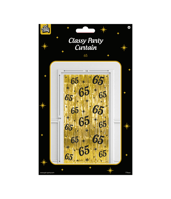 65 Jaar Deurgordijn Goud Zwart van Paper Dreams koop je bij Partywinkel