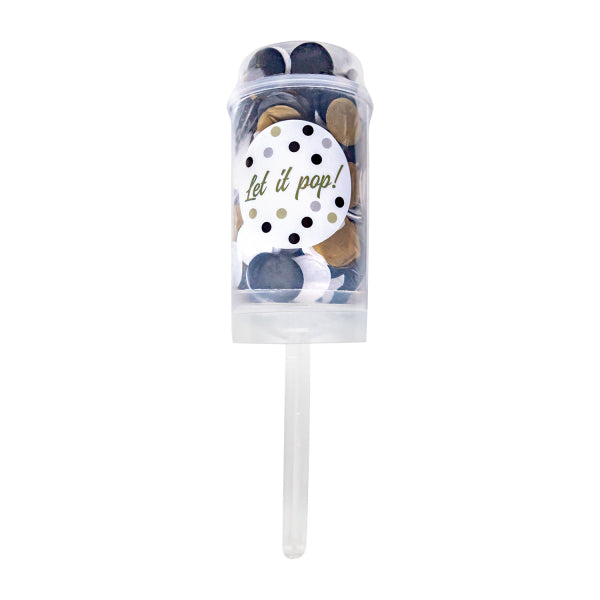 Party Popper Push Pop Papier Rund weiß-schwarz-beige