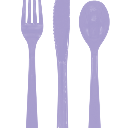 Lila Mehrwegbesteck, 18-teilig