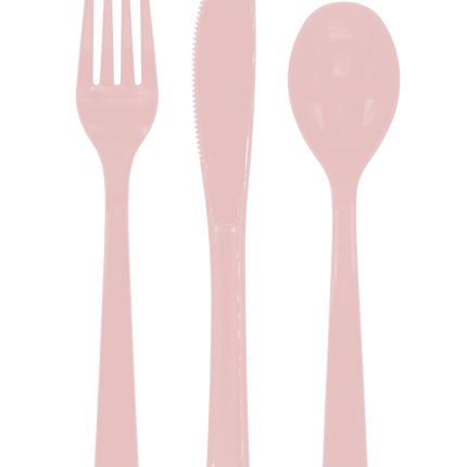 Roségoldfarbenes Besteck, wiederverwendbar, 18-teilig