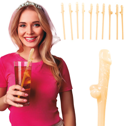 Penis Strohhalme Nackt 19,5cm 10Stück