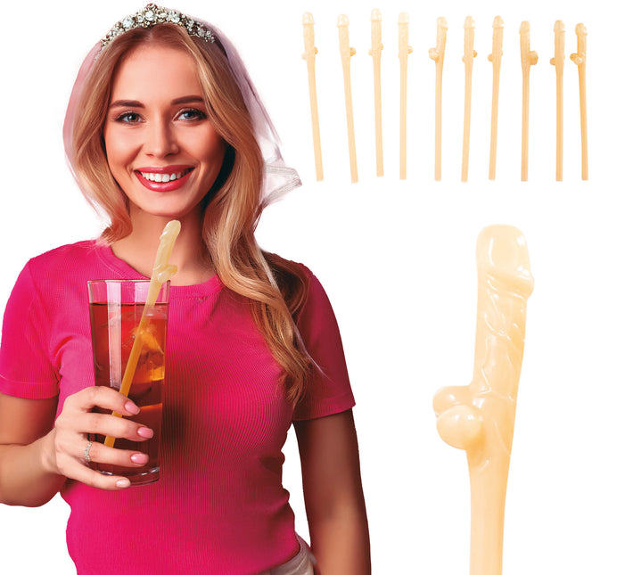 Penis Strohhalme Nackt 19,5cm 10Stück