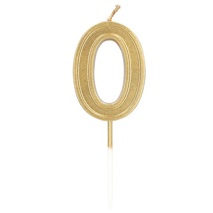 Kerze „Elegant ‚0‘“ in Gold auf Stecker (3 x 4,2 x 0,7 cm)