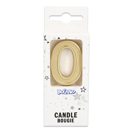 Kerze „Elegant ‚0‘“ in Gold auf Stecker (3 x 4,2 x 0,7 cm)