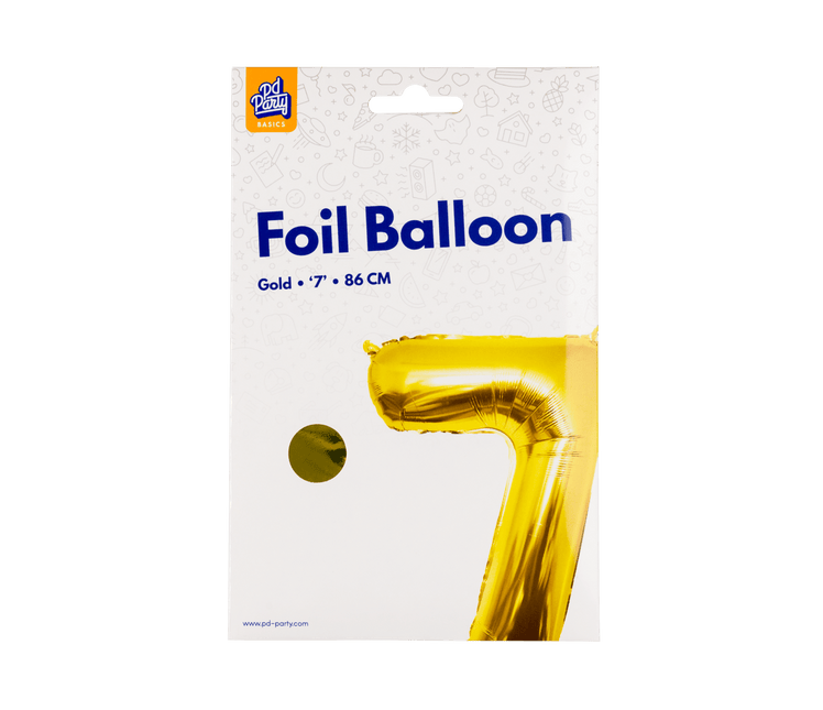 7 Jaar Cijfer Ballon Goud Leeg 86cm - Partywinkel - 8716764236945