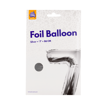 7 Jaar Cijfer Ballon Zilver Leeg 86cm - Partywinkel - 8716764237270