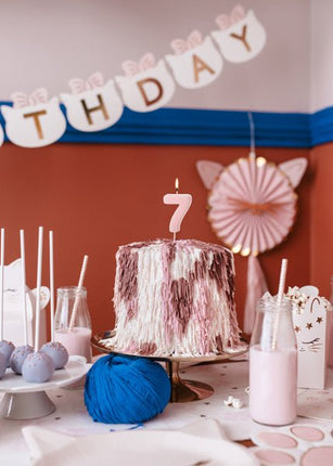 7 Jaar Kaars Lichtroze 5,5cm - Partywinkel - 5904555038974