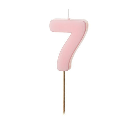 7 Jaar Kaars Lichtroze 5,5cm - Partywinkel - 5904555038974