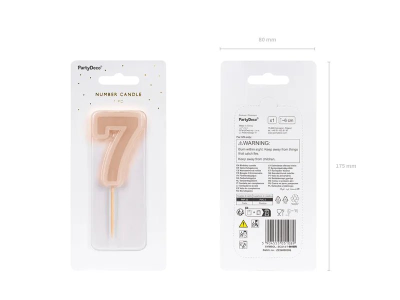 7 Jaar Kaars Nude 10cm van Partydeco koop je bij Partywinkel