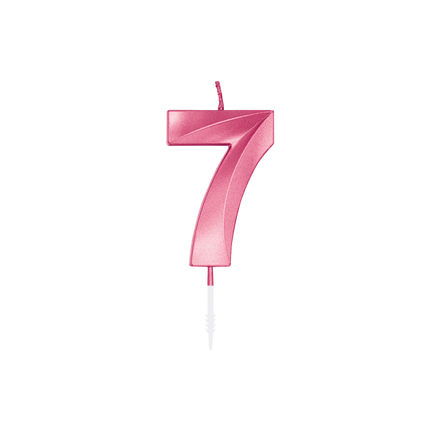 7 Jaar Kaars Roze Metallic 6cm van WeFiesta koop je bij Partywinkel