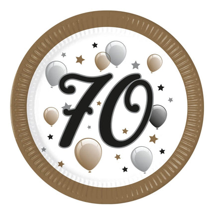 70 Jaar Borden Papier 23cm 8st van Procos koop je bij Partywinkel