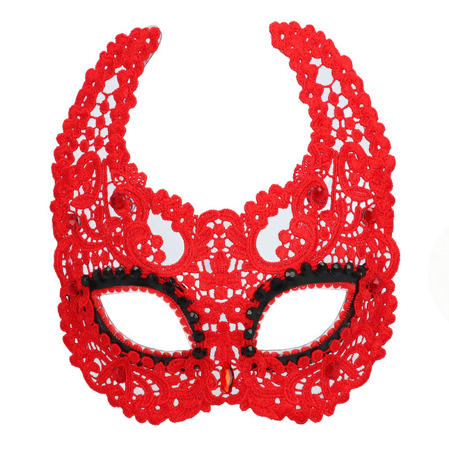 Halloween Augenmaske Roter Teufel Spitze