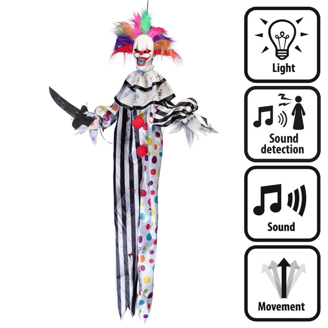 Halloween Hängende Dekoration Bunter Clown 1,20m