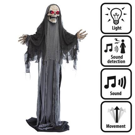 Halloween Puppe Grauer Sensenmann 1,8m