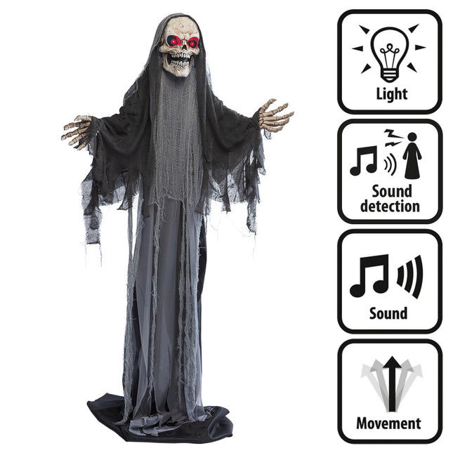 Halloween Puppe Grauer Sensenmann 1,8m