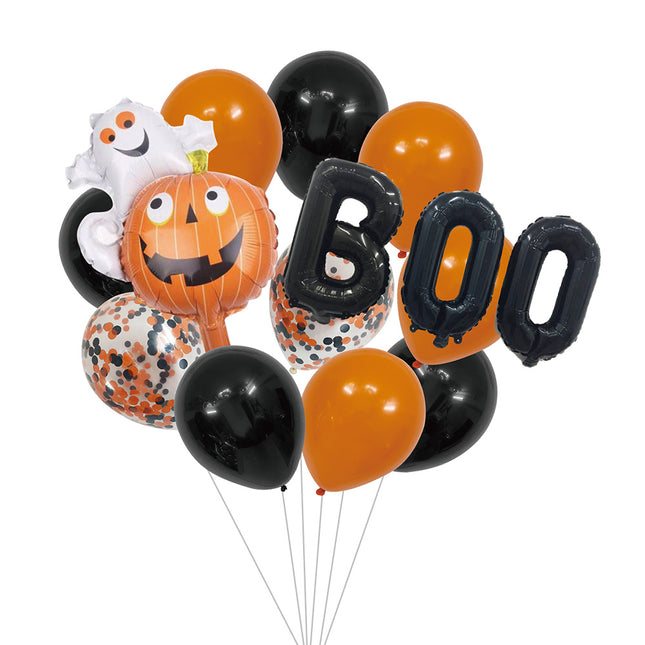 Halloween Helium Ballons Set Schwarz Orange 14 Stück