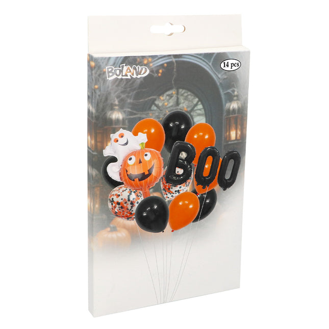 Halloween Helium Ballons Set Schwarz Orange 14 Stück