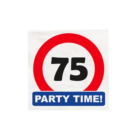 75 Jaar Servetten Verkeersbord 16,5cm 16st van Paper Dreams koop je bij Partywinkel