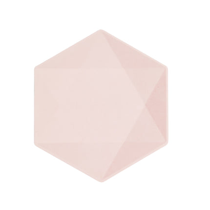 6 sechseckige Teller Vert Decor, 20,8 x 18,1 cm, rosa