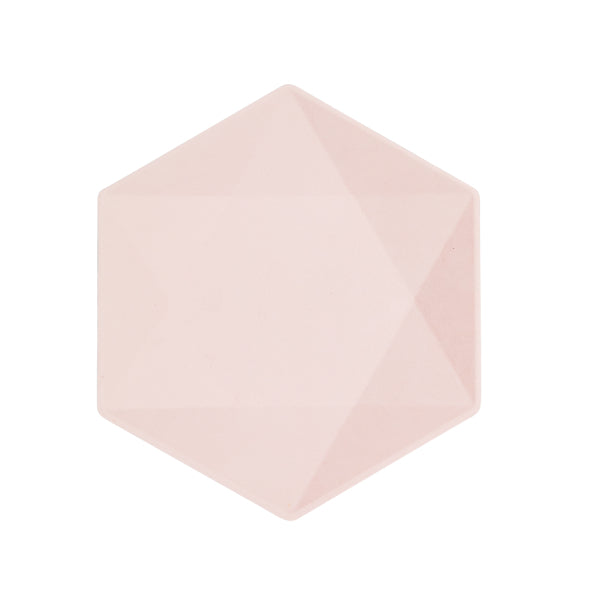 6 sechseckige Teller Vert Decor, 20,8 x 18,1 cm, rosa