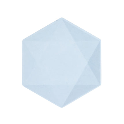 6 sechseckige Teller 20,8 x 18,1 cm, blau