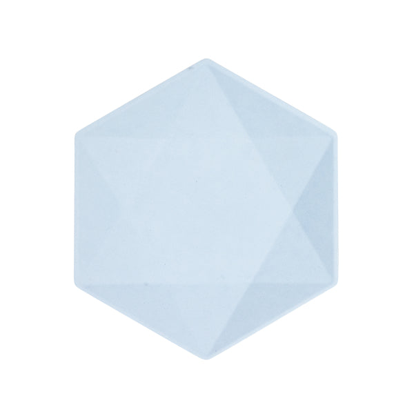 6 sechseckige Teller 20,8 x 18,1 cm, blau
